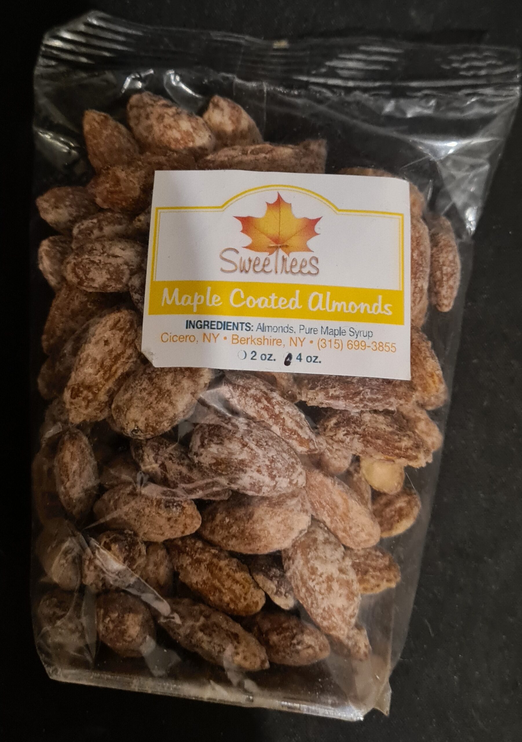 Maple coated almonds